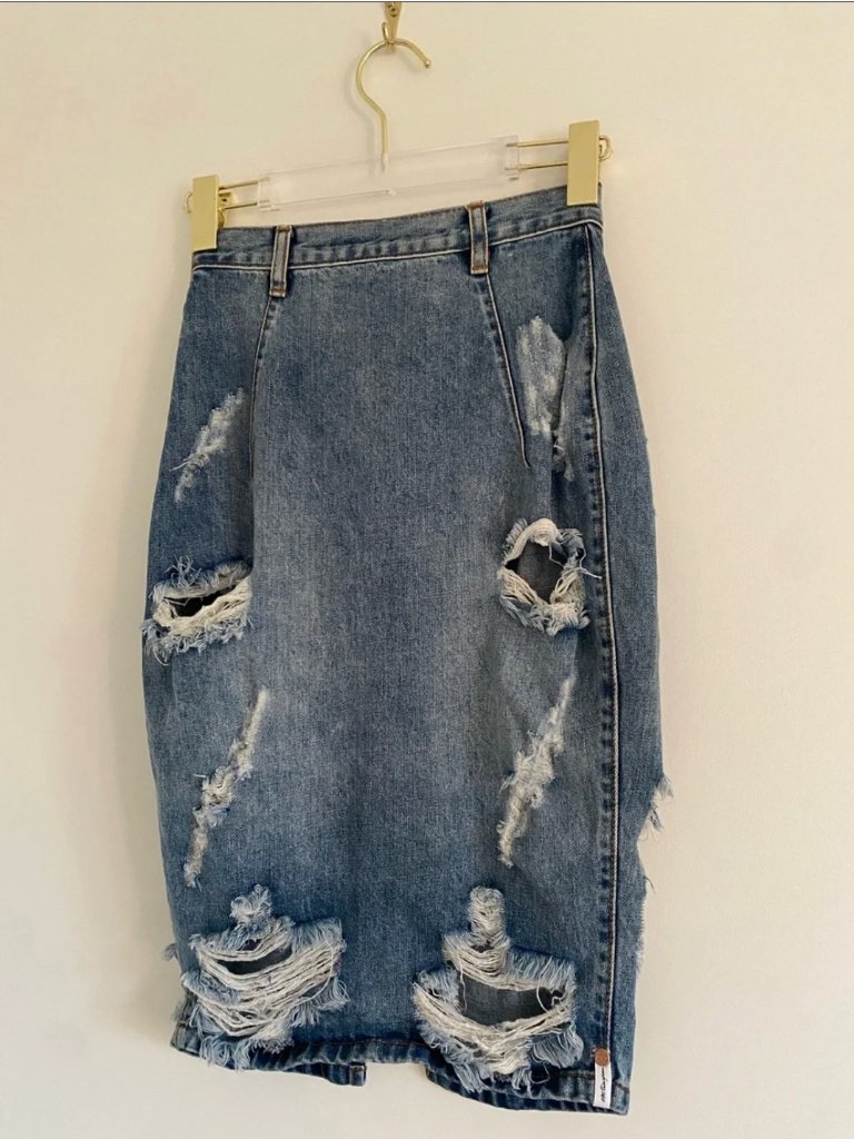 One Teaspoon Freelove Distressed Denim Midi Skirt | Size 25 — image 8 of 8